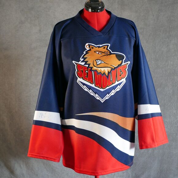 Large Mens Mississippi SeaWolves Jersey OT Sports Men XL Sea Wolves Hockey - Picture 1 of 14